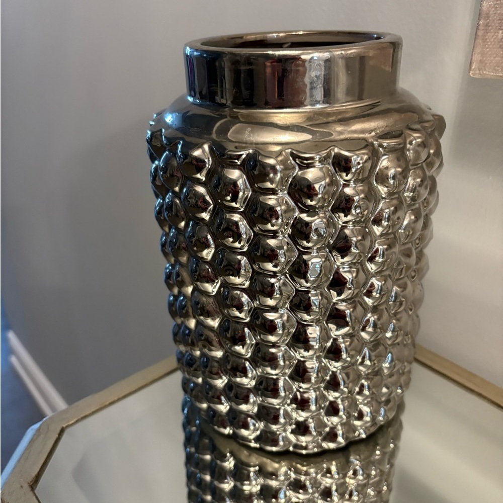 Urban barn silver textured vase EUC retail $135